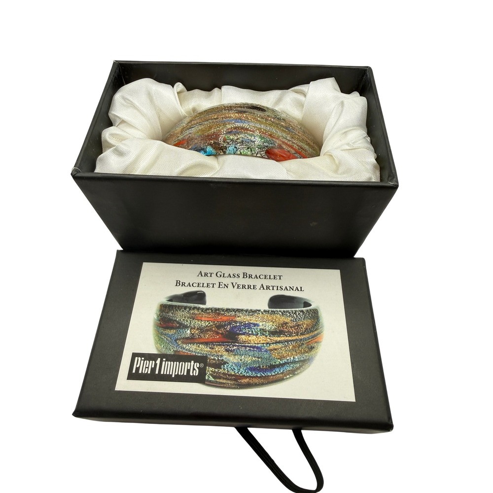 Artisan Multi Color Glitter Art Glass Cuff Bracelet from Pier 1 Imports